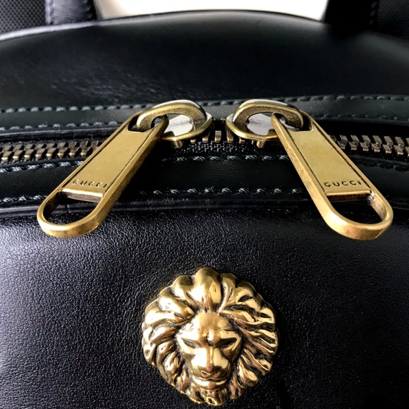 Gucci Black Leather Gold Animal Studs Backpack - Picture 5 of 8